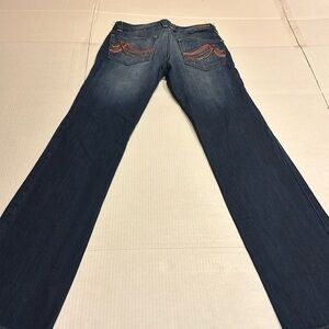 DKNY Downtown Brooklyn blue jeans zipper with design in back multiple pockets